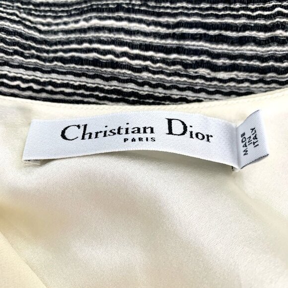 Christian Dior Sleeveless Mixed Fabric Dress Mulberry Silk Blend Ivory & Texture - Picture 2 of 7